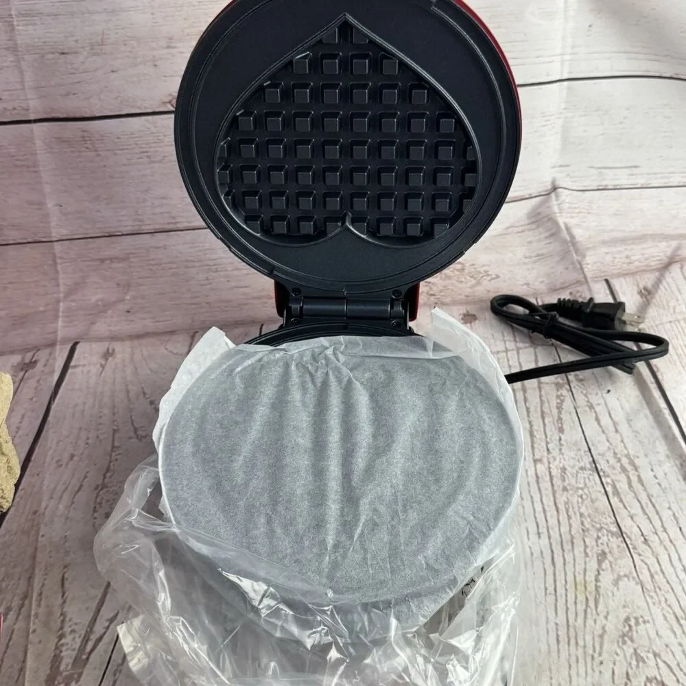 Dash Express Heart Waffle Maker Full Size Heart Shaped Waffles Red Nonstick